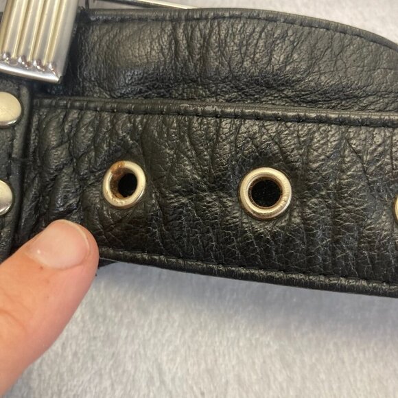 Leather Club Chaps Mens Large L Black Motorcycle Adjustable Belt Zip Side Snap - Picture 6 of 16